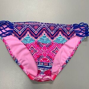 RAISINS Bikini Bottom Multi Colored Swim Summer Beach Size L Aztec Tribal boho